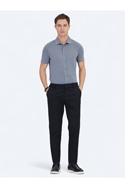 Kip Μαύρο υφαντό Jogging Fit Casual βαμβακερό παντελόνι