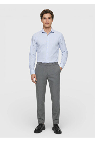 Ramsey Gray Plain Woven Jogging Fit Casual Trousers