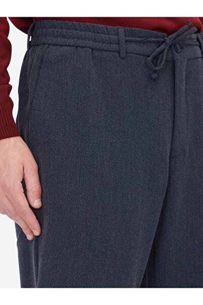 Kip Lacivert Çizgili Dokuma Jogging Fit Casual Pantolon