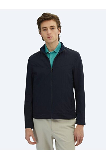 Kip Palton cu glugă ascunsă, cu croială obișnuită, albastru bleumarin, țesut ...