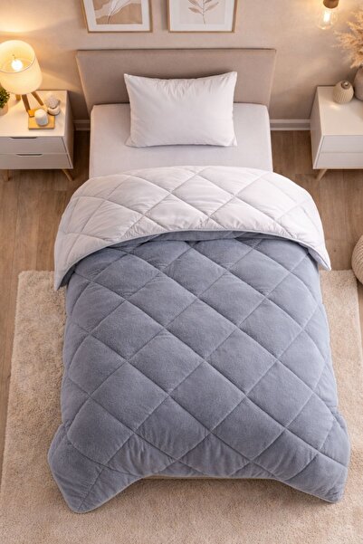 Formeya Einzelbett-Luxus-Steppdecke von Wellsoft, grau, doppelseitig, 155 x 2...