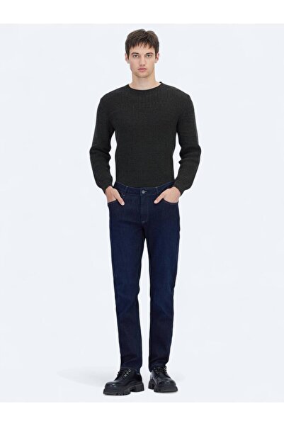 Kip Pantaloni din denim din bumbac, drepti, slim fit, albastru bleumarin