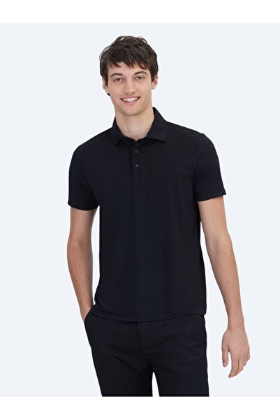 Kip Tricou negru simplu cu guler polo