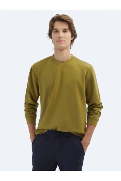 Kip Hanorac verde ulei cu guler rotund