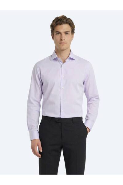 Kip Lilac Plain Regular Fit Woven Classic 100% Cotton Shirt