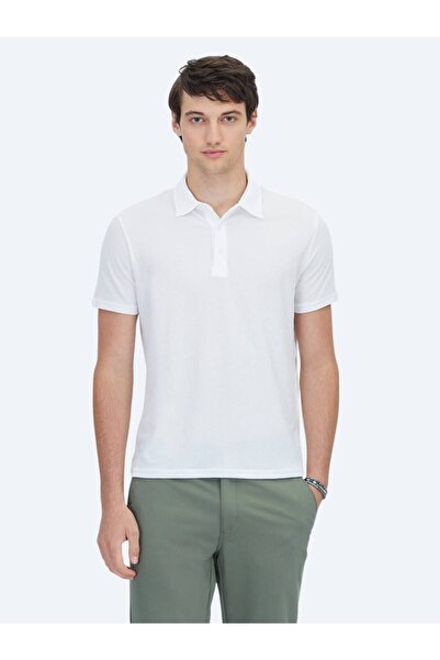 Kip White Patterned Polo Neck T-Shirt