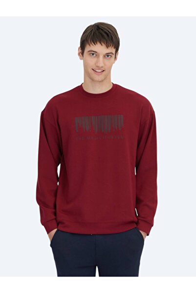 Kip Red Crew Neck Printed Sweatshirt