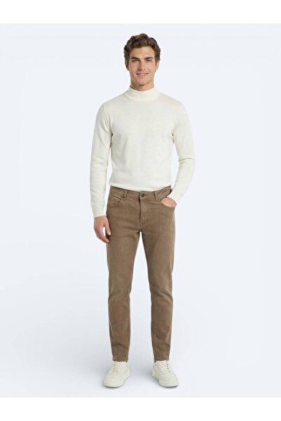 Kip Pantaloni din denim slim fit, amestec de bumbac, culoare muștar