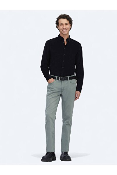 Kip Pantaloni din amestec de bumbac denim slim fit kaki deschis