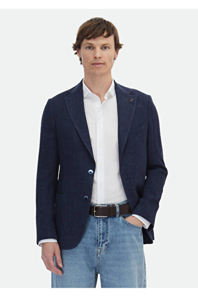 Ramsey Patterned Shirt Shoulder Slim Fit 100% Linen Jacket
