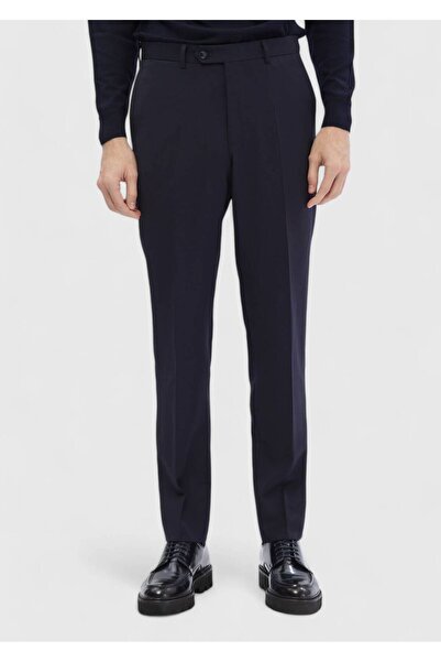 Ramsey Navy Blue Modern Fit Classic 100% Wool Trousers