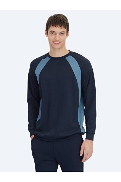 Kip Navy Blue Crew Neck Sweatshirt