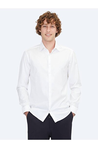 Kip Cămașă clasică 100% bumbac, albă, slim fit