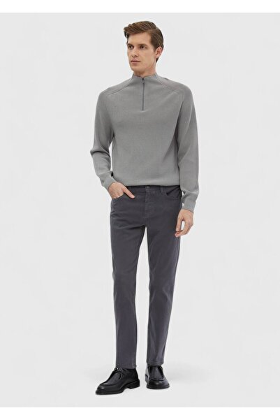 Ramsey بنطال كاجوال منسوج بقصة ضيقة من القطن باللون الرمادي الداكن