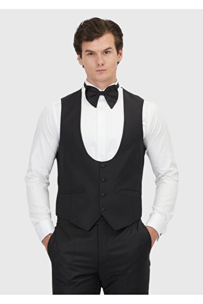 Ramsey Μαύρο εφαρμοστό Κλασικό Γιακά Πεταλούδα Γιλέκο