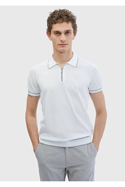 Ramsey White Polo Neck 100% Cotton Knitwear