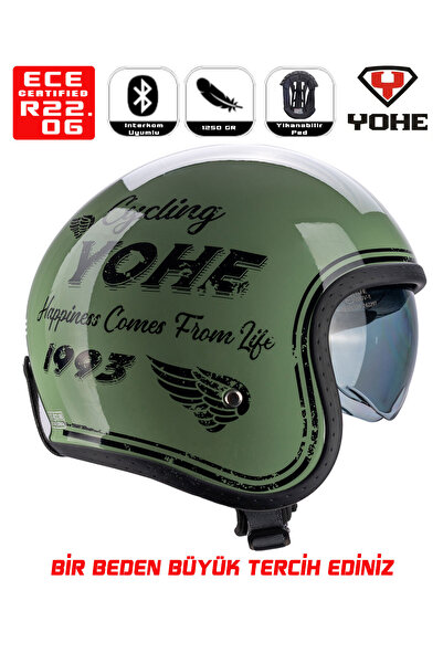 Yohe Retro Motor Kaskı (Ece-22.06)