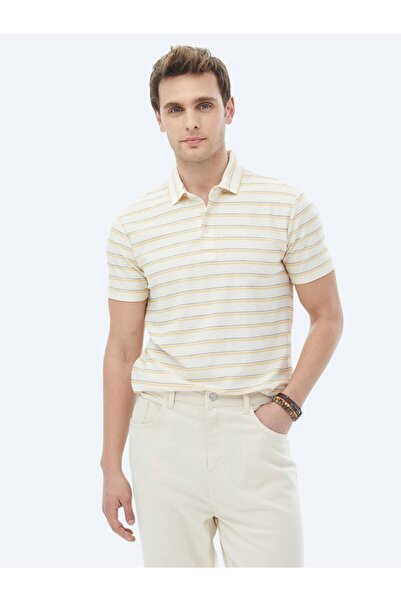 Kip Ecru Prugasto Polo ovratnik Mešavina pamuka T-shirt