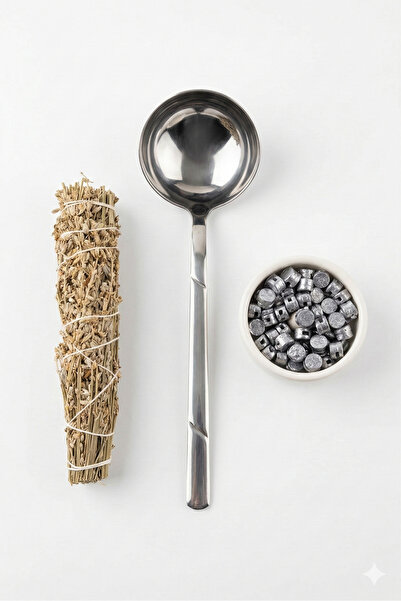 vira shop Kurşun Dökme Seti Eritme Kurşun 200gr-Kepçe-Üzerlik Nazar Için 3'Lü...