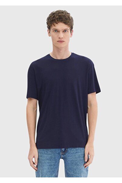 Ramsey Lacivert Düz Bisiklet Yaka T-Shirt