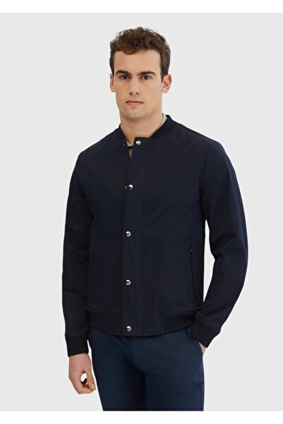 Ramsey Lacivert Regular Fit Dik Yaka Casual Dokuma Mont