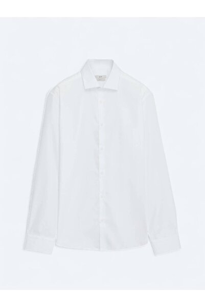 Kip Cămașă clasică 100% bumbac, albă, țesută cu ajustare normală