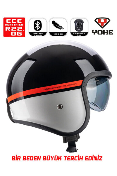 Yohe Retro Motor Kaskı (Ece-22.06)