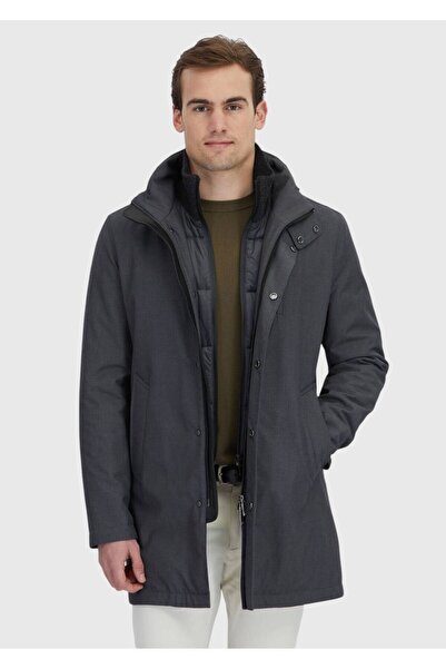 Ramsey معطف منسوج كاجوال بياقة واقفة من أنثراسايت