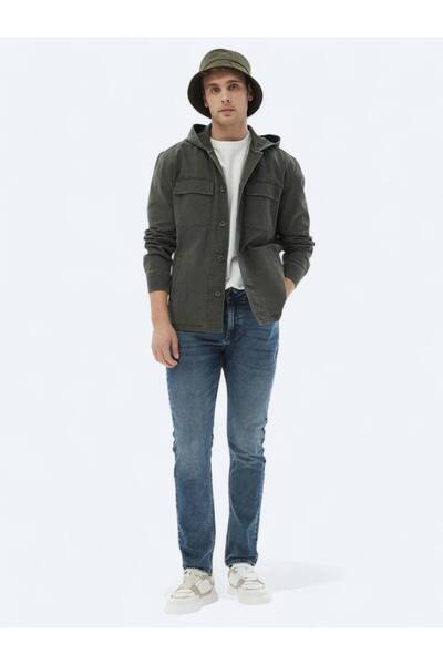 Kip Cămașă supradimensionată din amestec de bumbac cu croială dreaptă kaki