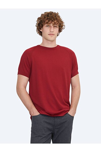 Kip Κόκκινο πλεκτό ζακάρ με λαιμόκοψη