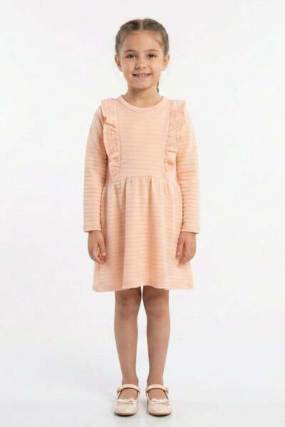 NEWKİDS Дълга рокля с разкроени ръкави от памук в сезонния цвят сьомга за мом...