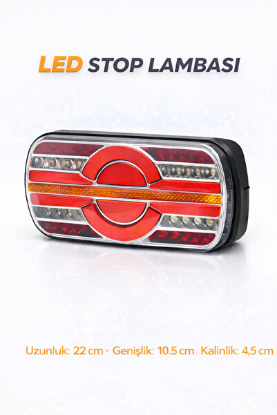 GUMUSONLINE Arlas Kayar Sinyalli Neon Ledli Stop Lamba 12v/24v Uyumlu Tır-kam...
