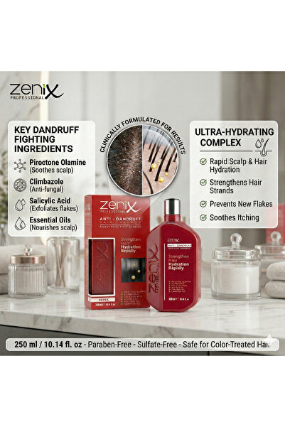 Zenix Anti Dandruff Kepek Karşıtı Şampuan 250 ml & kepek gidrici . Tüm Saç Tipleri İçin