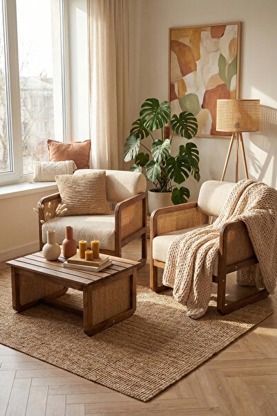 Zem Alaves Hazeran Jüt Çay Seti Ceviz Ahşap,sütlü Kahve (2 ADET TEKLİ BERJER ...