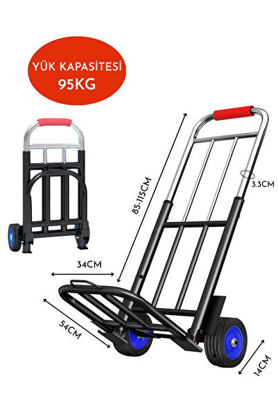 Fujika Yeni Nesil Portatif 95KG Taşıma Kapasite Katlanır El Arabası Koli Yük ...