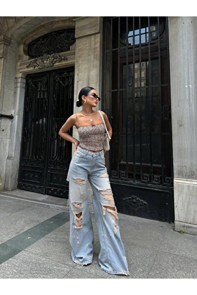 HerTon Pantaloni clasici din denim cu talie înaltă și picior larg