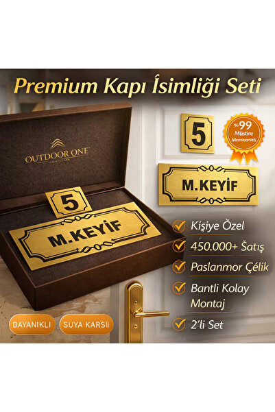 Outdoor One Kişiye Özel Kapı İsimliği ve Kapı Numarası Seti Metal Kapı İsimli...