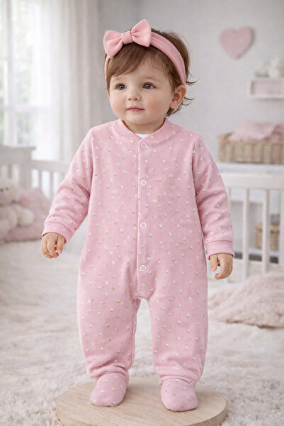 DREAMERS KÜÇÜK ÇİÇEKLİ PATİKLİ PAMUKLU KIZ BEBEK TULUM