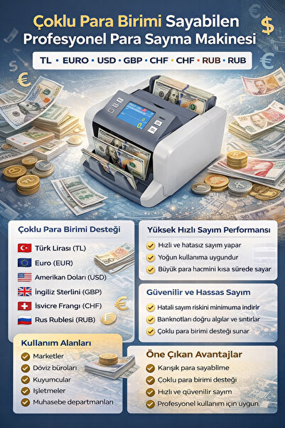 YILDIRIM TARTI P80 Dolar Karışık Para Sayma Makinesi Sahte Para Tespitli Müşteri Ekranlı
