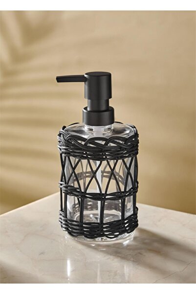 The Mia Dozator de săpun lichid din ratan negru 330 ml