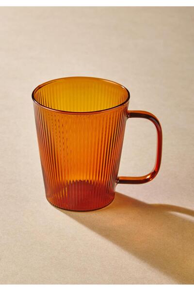 The Mia العنبر 400 مل - كوب زجاجي بوروسيليليك مخطط