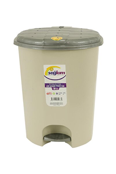 Sağlam سلة مهملات بلاستيكية مسطحة بدون دواسة رقم 4 (30 لتر)