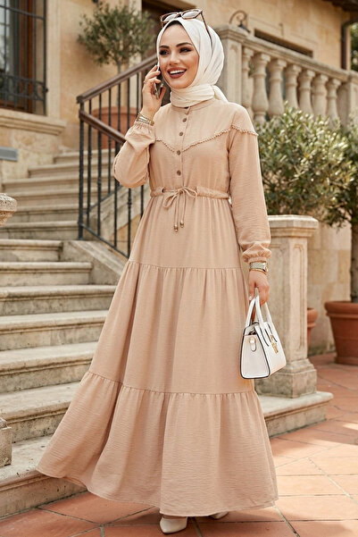 Neva Style Kat Piliseli Bisküvi Tesettür Elbise 10334BS