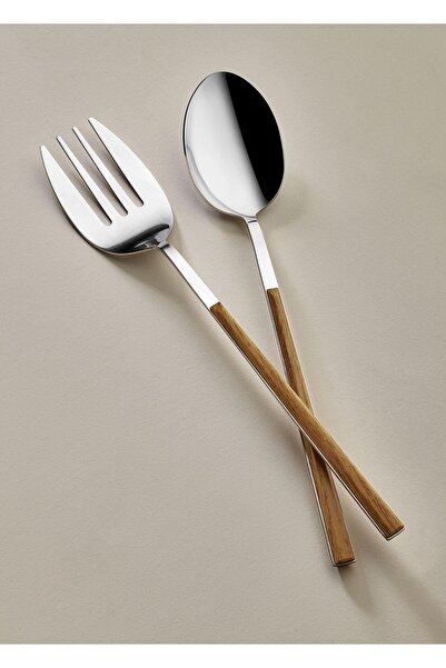 The Mia طقم سلطة خشبي 2 قطعة