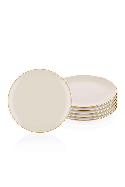 The Mia Basic Servis Tabağı 6 Lı Set Krem - 26cm
