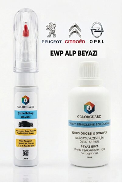 COLORGUARD Peugeot-Citröen-Opel EWP Alp Beyazı 2 in 1 Şişe Rötuş Boyası ve Yü...