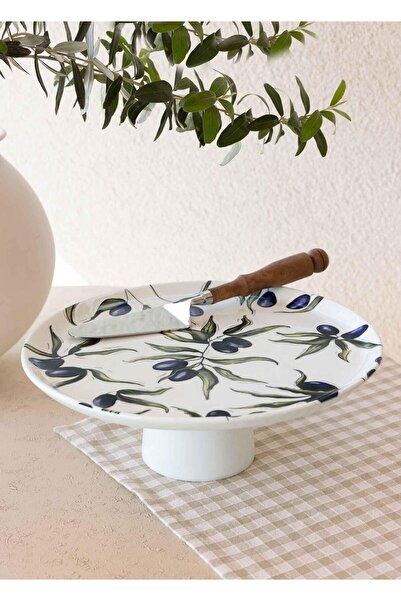 The Mia Olivos Ayaklı Servis Tabağı 10x30 cm OVS0010