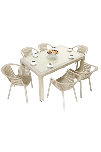 Mandella Wood 90x150 Roma Koltuk Camlı Masa Takımı ÇÖLBEJİ