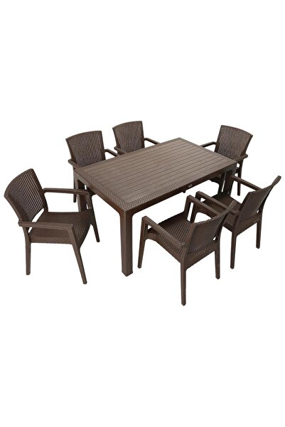 Mandella Elit Rattan 90x150 Zeus Koltuk Masa Takımı KAHVERENGİ