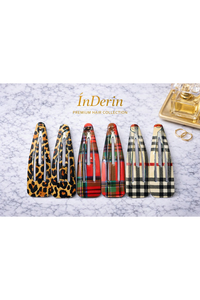 İnDerin ÇITÇITLI SAÇ TOKASI SETİ 6'LI (KIRMIZI EKOSELİ-KREM EKOSELİ-LEOPARLI)